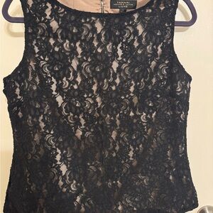 Elegant Black Lace Blouse with Sheer Sleeves
